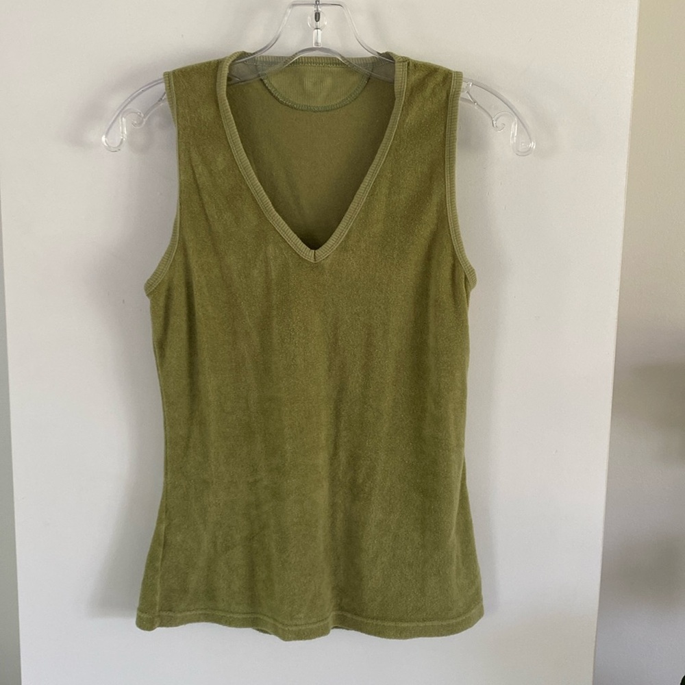 ELITA green terry cloth French sweat fleece tank top S